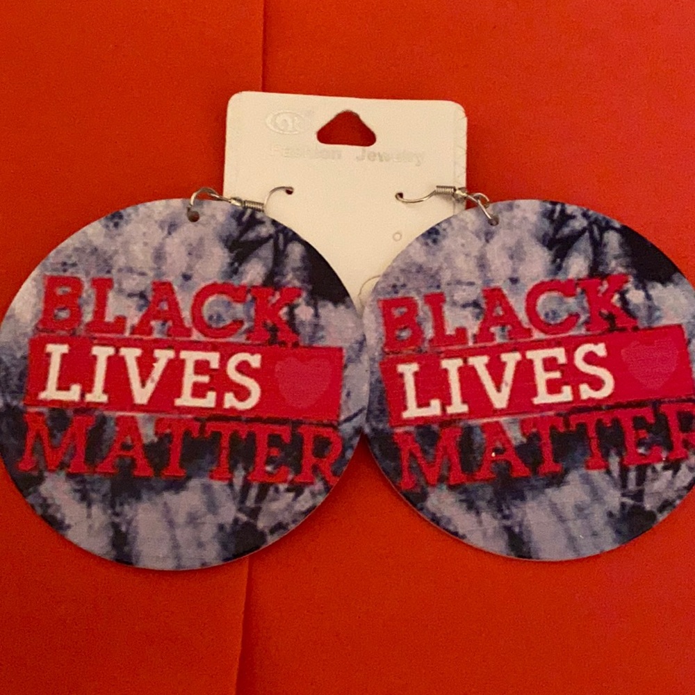 N. T . Wooden Black Lives Matter Earrings - Picture 1 of 4